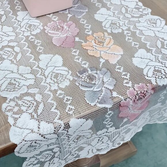 Lace Table Runner White Dresser Scarf Doily Dining Linen Hollow 14.9"x35.43" - Picture 2 of 5